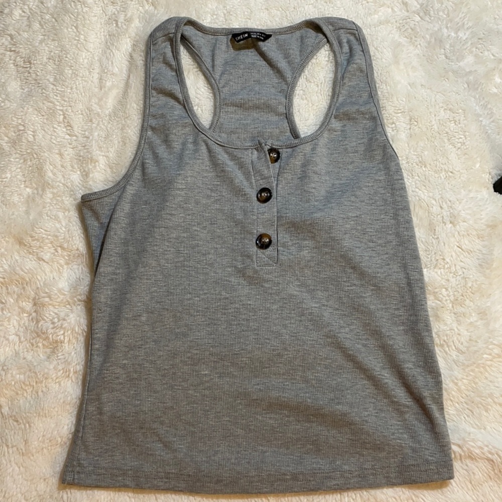 SHEIN Grey Tank Top with front buttons